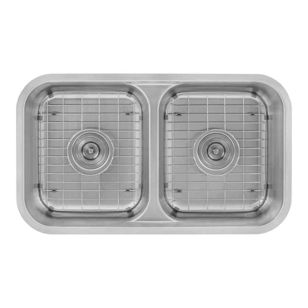 Ruvati 32-inch Low-Divide 50/50 Double Bowl Undermount 16 Gauge Kitchen Sink. Picture 4