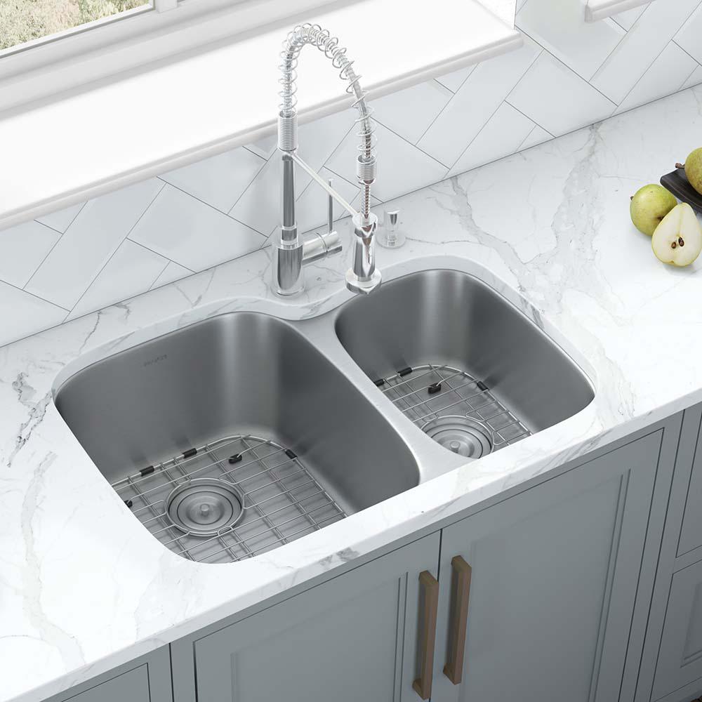 Ruvati 29-inch Undermount 60/40 Double Bowl 16 Gauge Stainless Steel Kitchen Sink - RVM4500. Picture 13