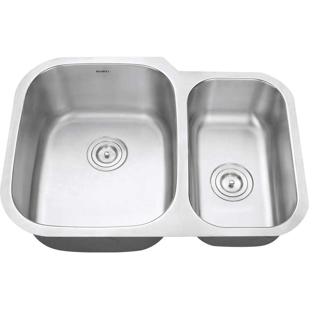 Ruvati 29-inch Undermount 60/40 Double Bowl 16 Gauge Stainless Steel Kitchen Sink - RVM4500. Picture 4
