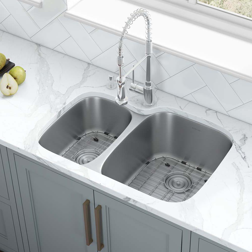 Ruvati 29-inch Undermount 40/60 Double Bowl 16 Gauge Kitchen Sink. Picture 16