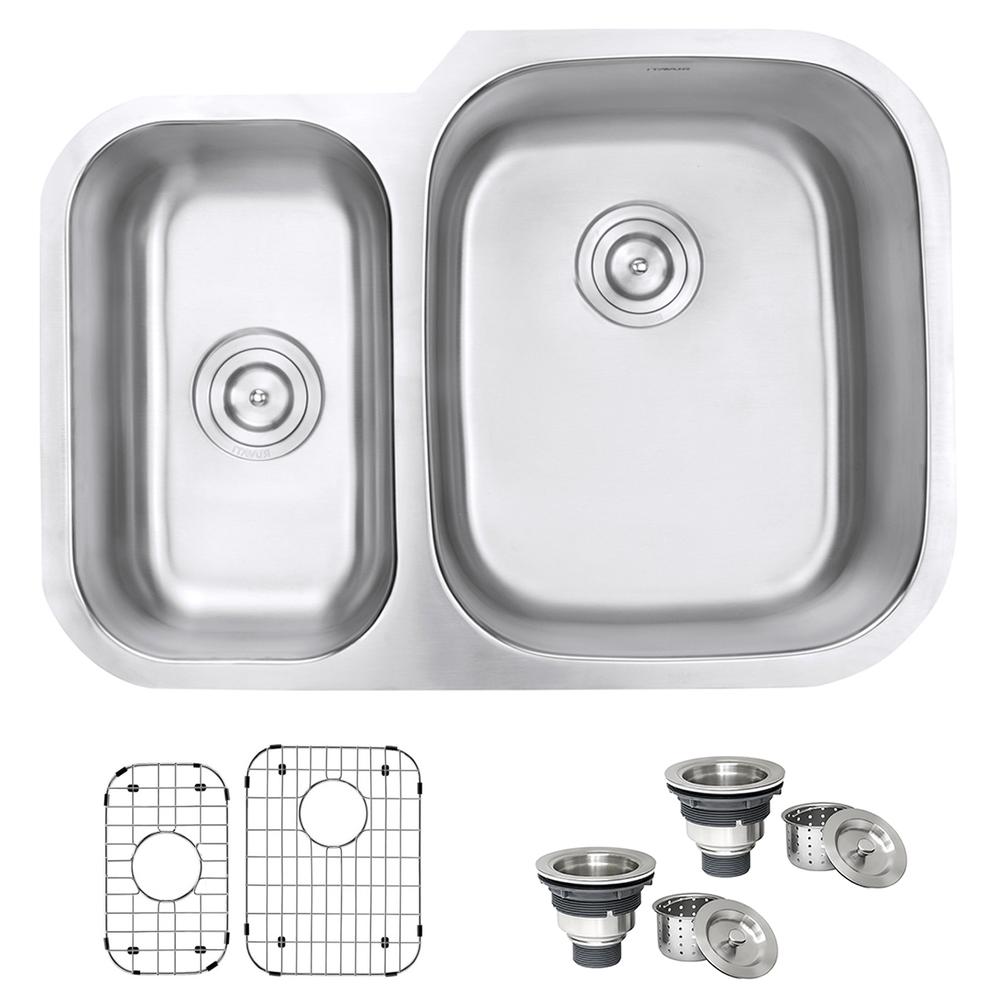 Ruvati 29-inch Undermount 40/60 Double Bowl 16 Gauge Kitchen Sink. Picture 2