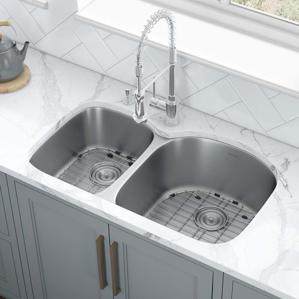 Ruvati 34-inch Undermount 40/60 Double Bowl 16 Gauge Kitchen Sink. Picture 2