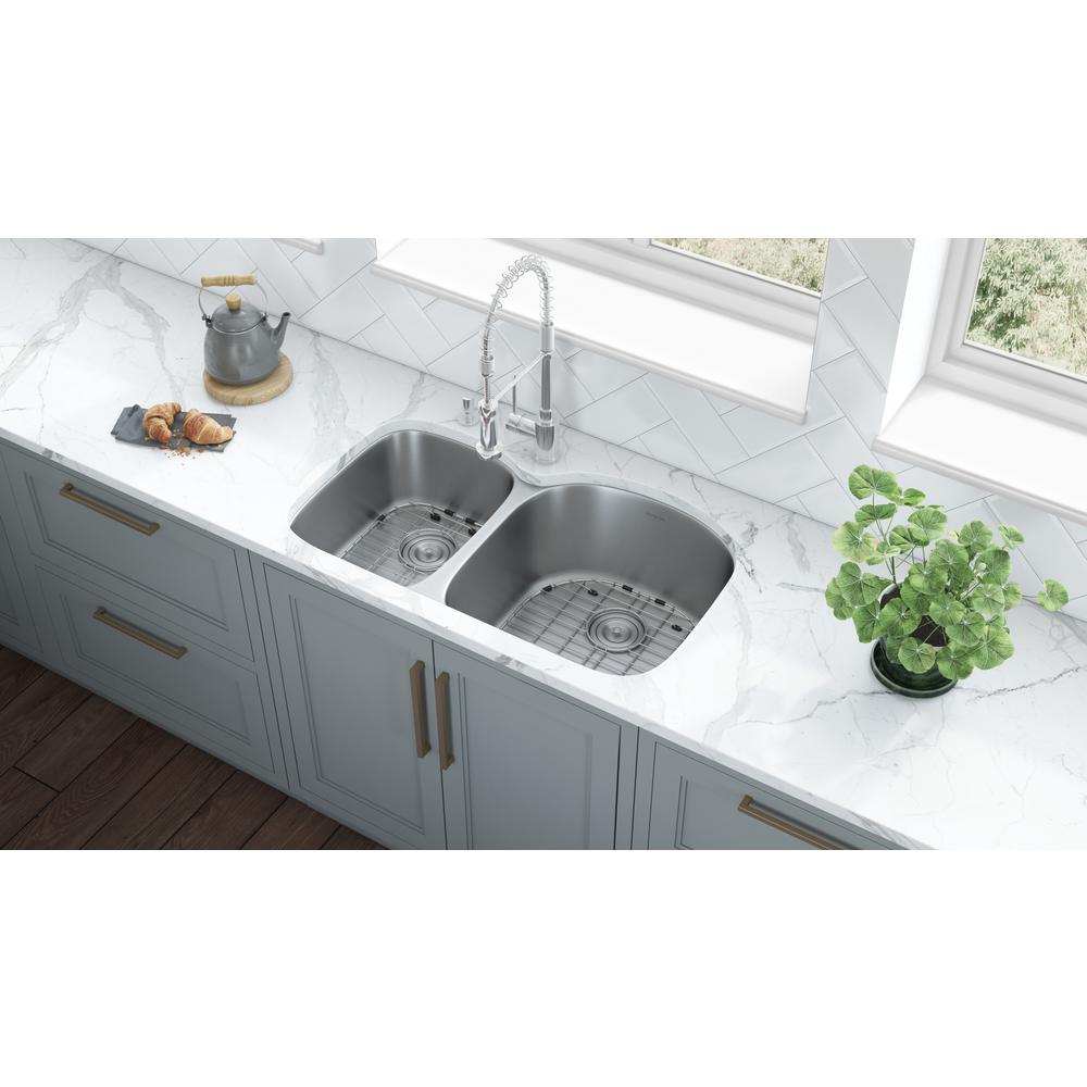 Ruvati 34-inch Undermount 40/60 Double Bowl 16 Gauge Kitchen Sink. Picture 8