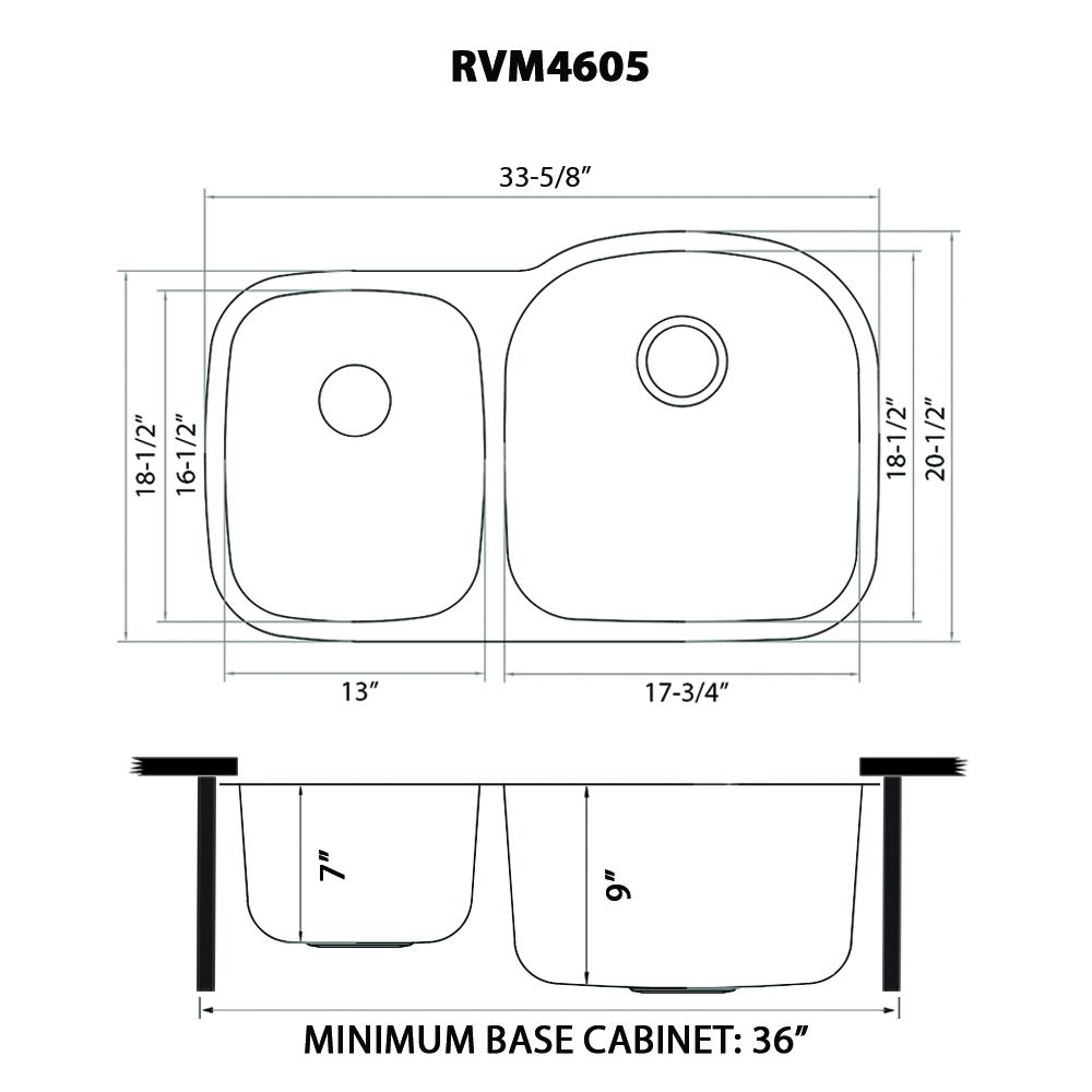 Ruvati 34-inch Undermount 40/60 Double Bowl 16 Gauge Kitchen Sink. Picture 15