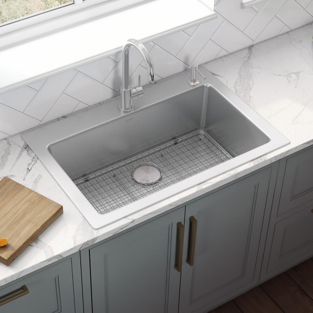 Ruvati 33 x 22 inch Drop-in Topmount Kitchen Sink 16 Gauge Single Bowl. Picture 2