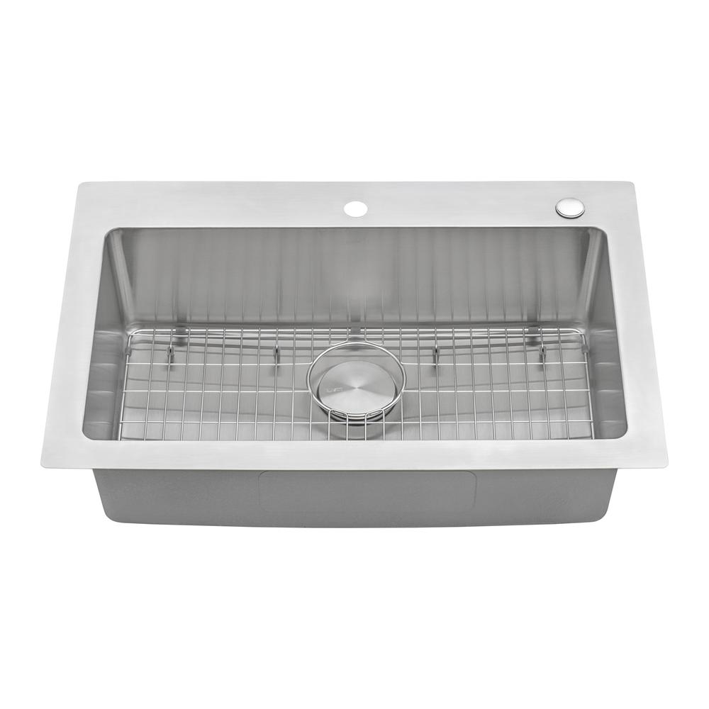 Ruvati 33 x 22 inch Drop-in Topmount Kitchen Sink 16 Gauge Single Bowl. Picture 7