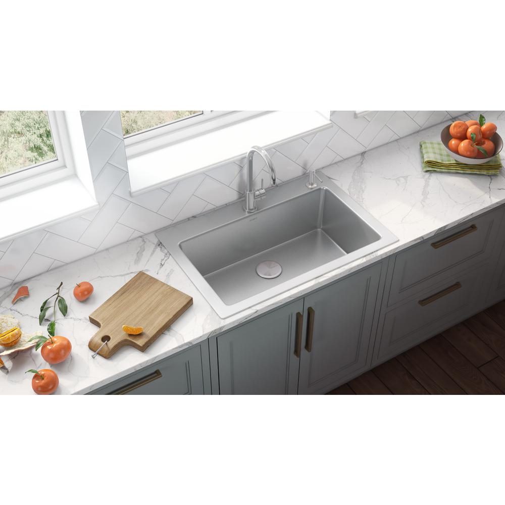 Ruvati 33 x 22 inch Drop-in Topmount Kitchen Sink 16 Gauge Single Bowl. Picture 9