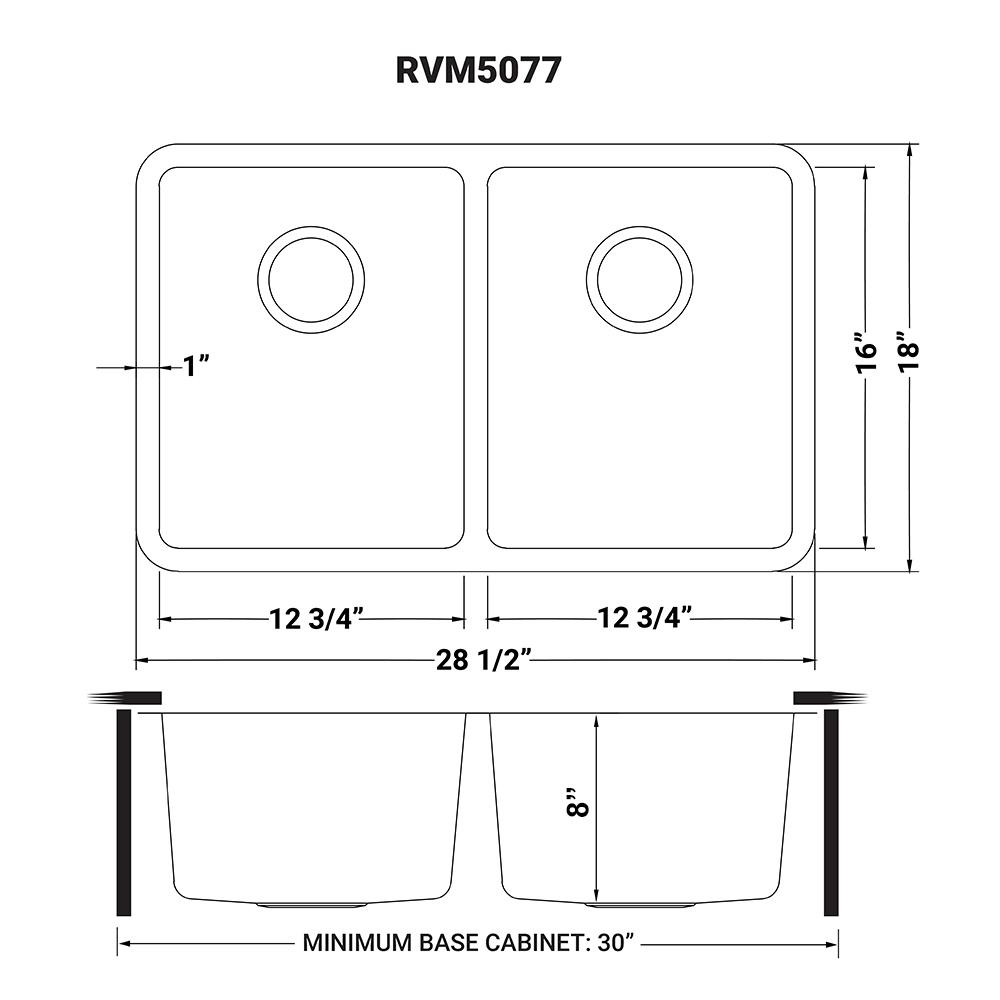 Ruvati 28-inch Undermount Kitchen Sink 50/50 Double Bowl 16 Gauge. Picture 9