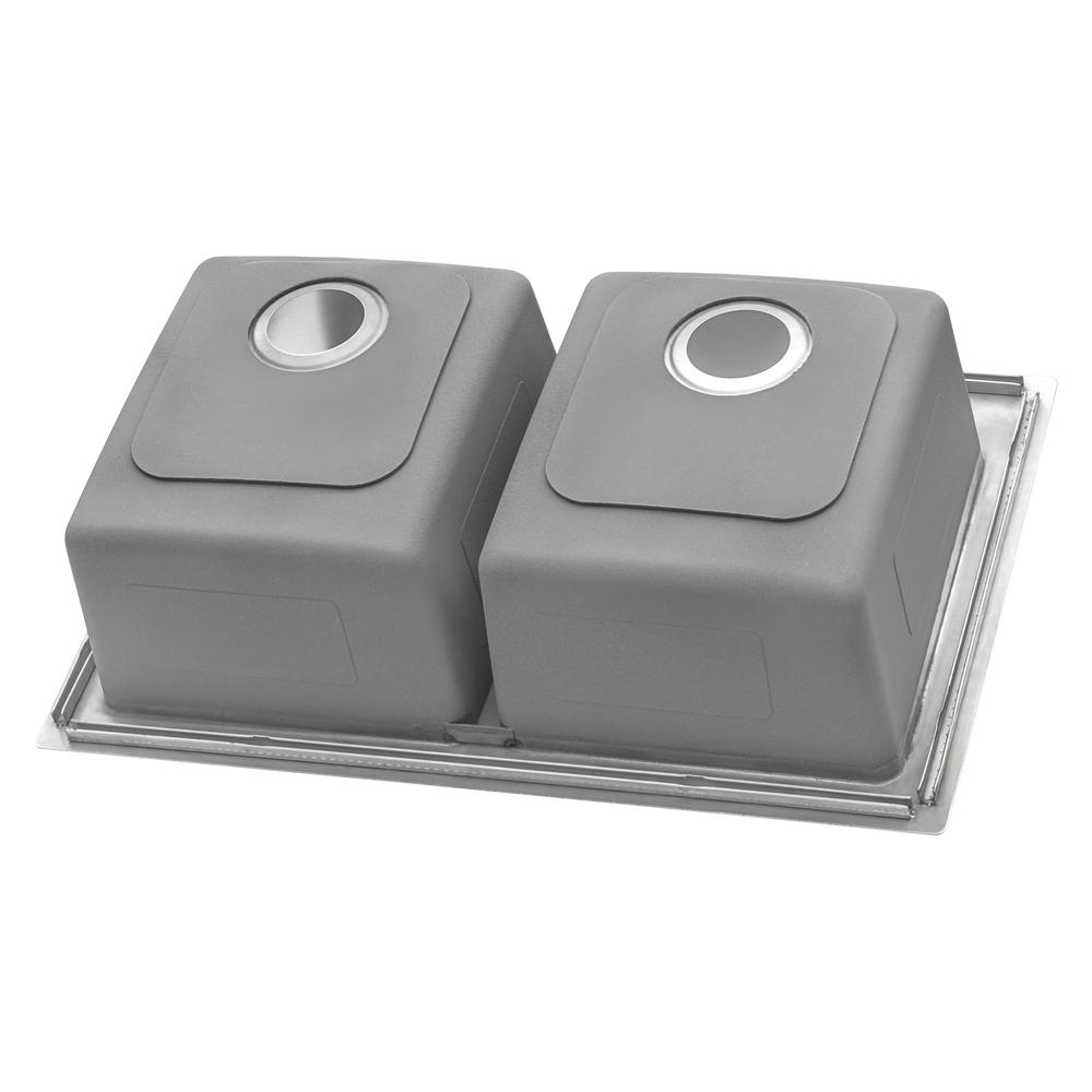 Ruvati 33 x 22 inch Drop-in Topmount Kitchen Sink 16 Gauge 50/50 Double Bowl. Picture 7