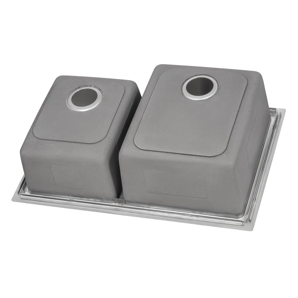 Ruvati 33 x 22 inch Drop-in Topmount Kitchen Sink 16 Gauge 60/40 Double Bowl. Picture 7