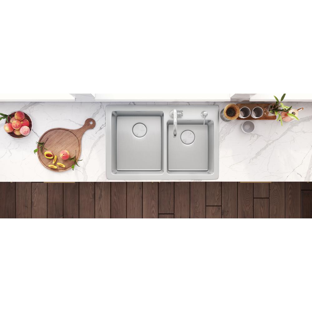 Ruvati 33 x 22 inch Drop-in Topmount Kitchen Sink 16 Gauge 60/40 Double Bowl. Picture 8