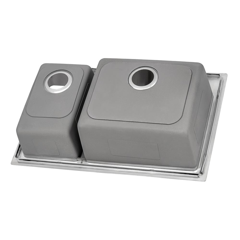 Ruvati 33 x 22 inch Drop-in Topmount Kitchen Sink 16 Gauge 70/30 Double Bowl. Picture 7
