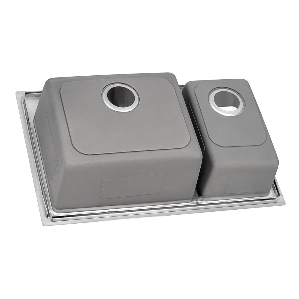 Ruvati 33 x 22 inch Drop-in Topmount Kitchen Sink 16 Gauge 30/70 Double Bowl. Picture 7