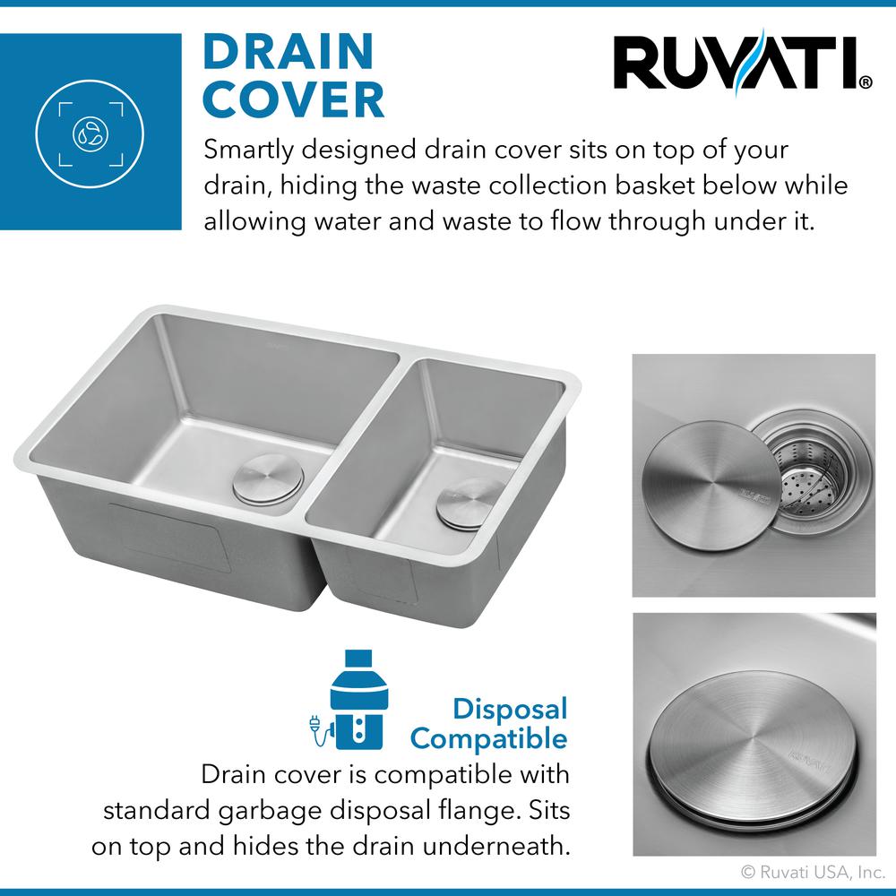 Ruvati 32-inch Undermount Kitchen Sink 70/30 Double Bowl 16 Gauge. Picture 7