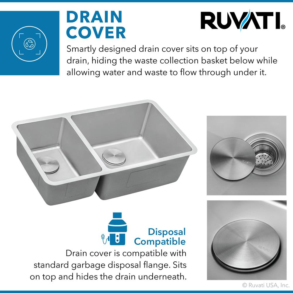 Ruvati 32-inch Undermount Kitchen Sink 30/70 Double Bowl 16 Gauge. Picture 6