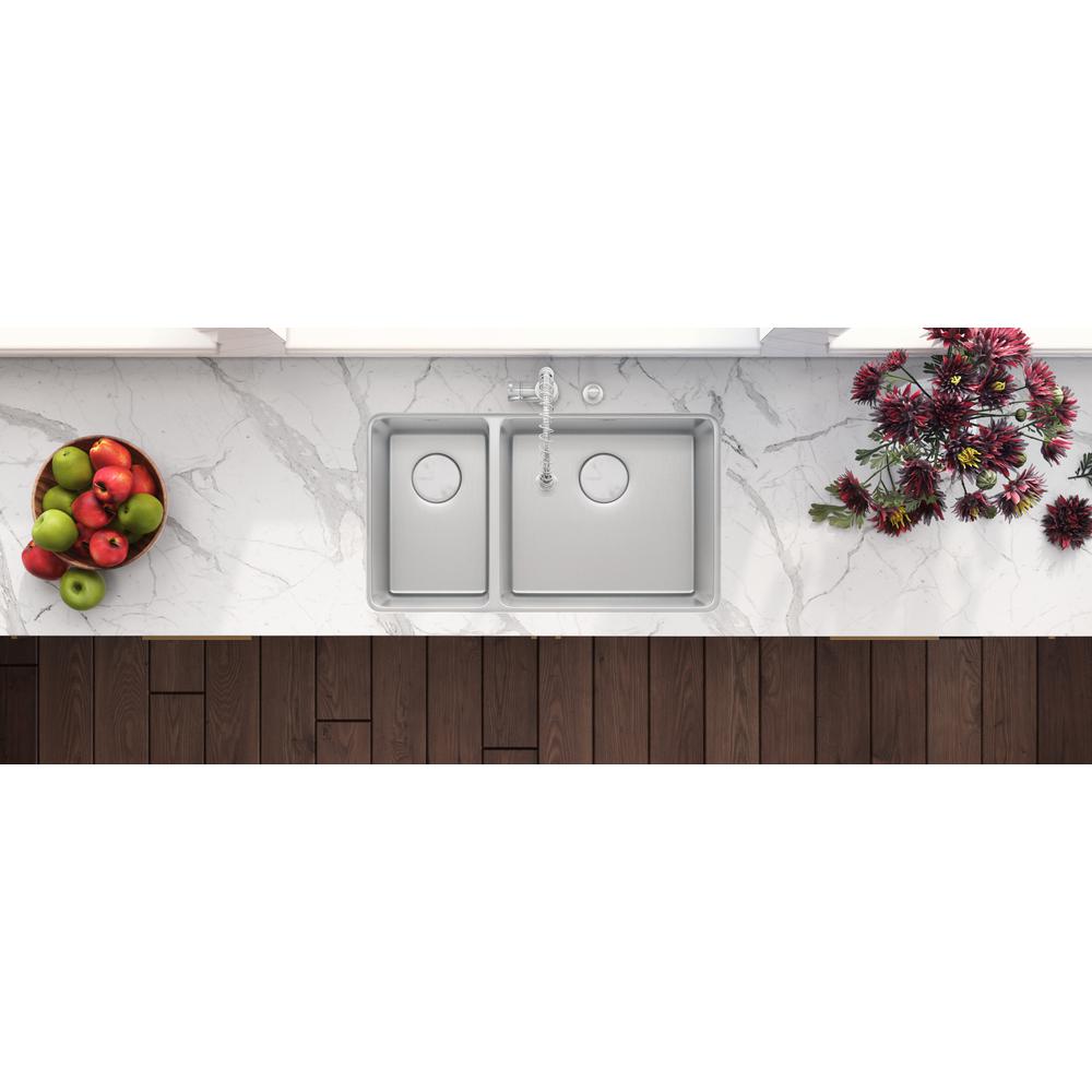 Ruvati 32-inch Undermount Kitchen Sink 30/70 Double Bowl 16 Gauge. Picture 8