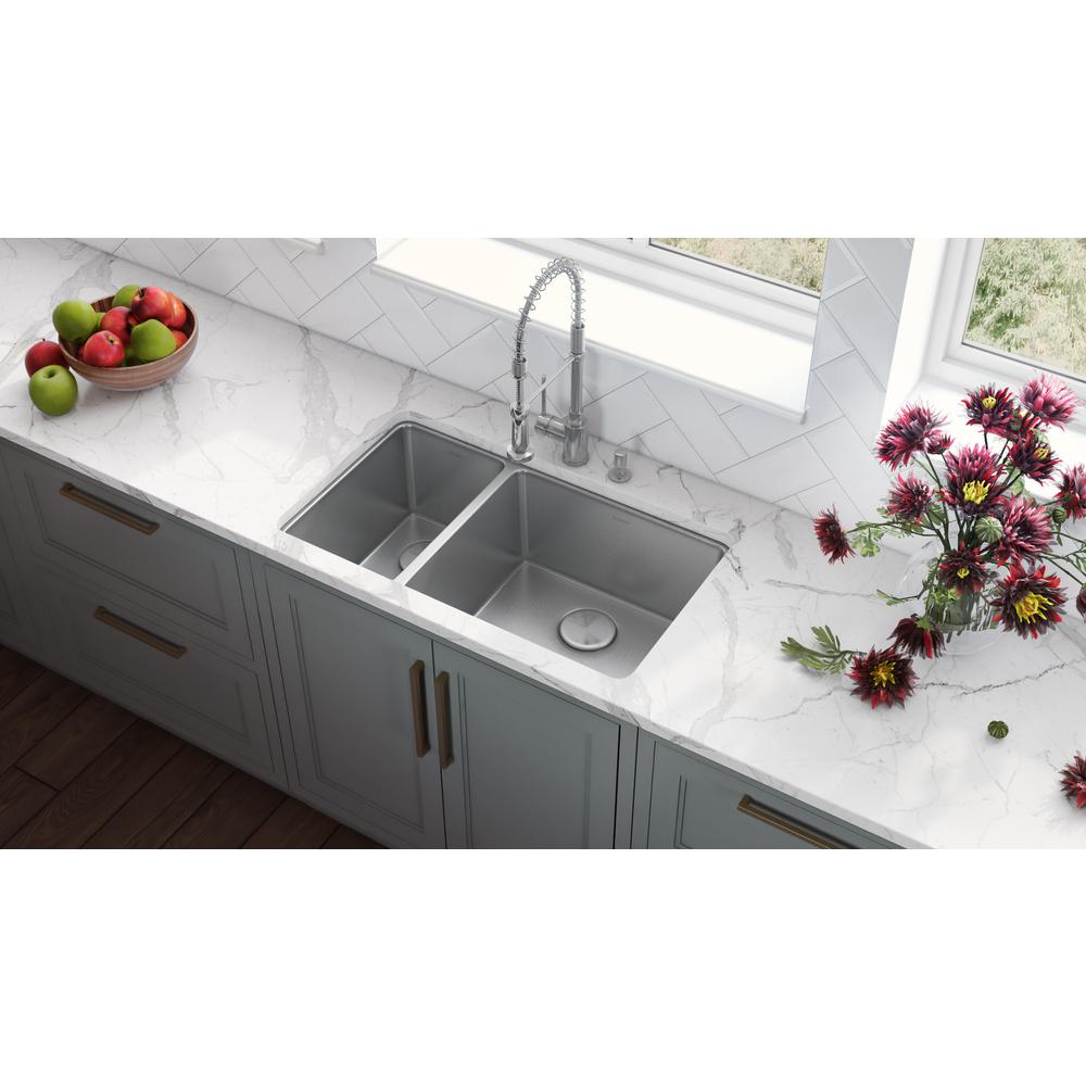 Ruvati 32-inch Undermount Kitchen Sink 30/70 Double Bowl 16 Gauge. Picture 9