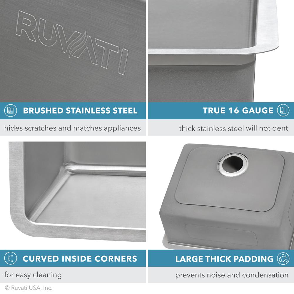 Ruvati 15-inch Undermount Bar Prep Kitchen Sink 16 Gauge Single Bowl. Picture 5