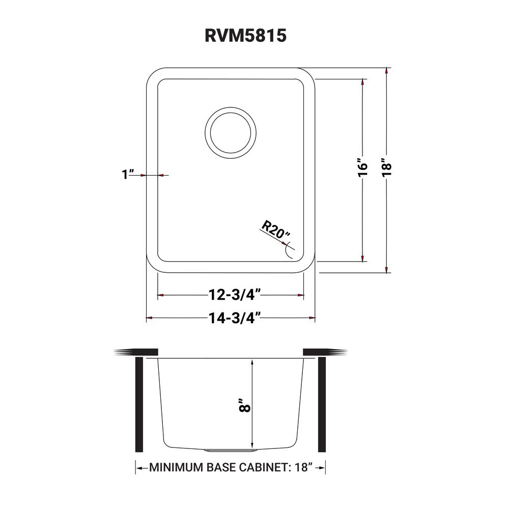 Ruvati 15-inch Undermount Bar Prep Kitchen Sink 16 Gauge Single Bowl. Picture 10