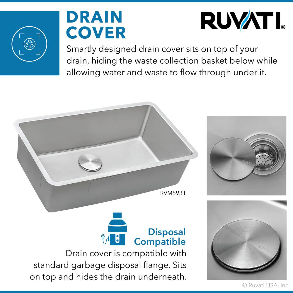 Ruvati 31-inch Undermount Kitchen Sink 16 Gauge Stainless Steel Single Bowl. Picture 6