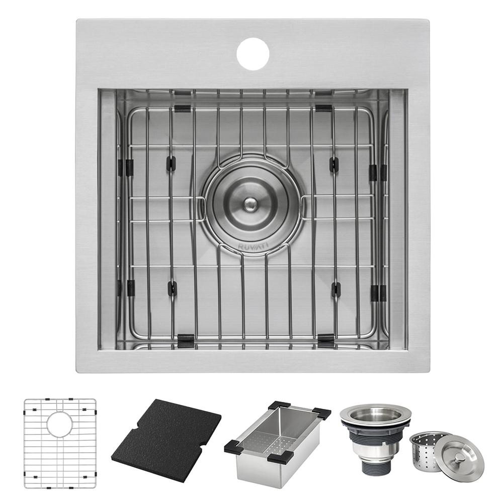 Ruvati 15 x 15 inch Marine Grade T-316 Workstation Topmount RV Boat Outdoor Sink. Picture 9