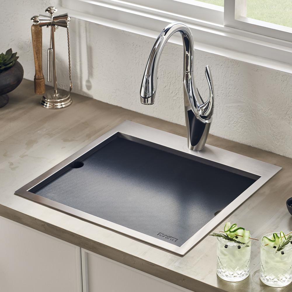 Ruvati 21 x 20 inch Outdoor Workstation Sink T-316 Marine Grade Topmount BBQ. Picture 10