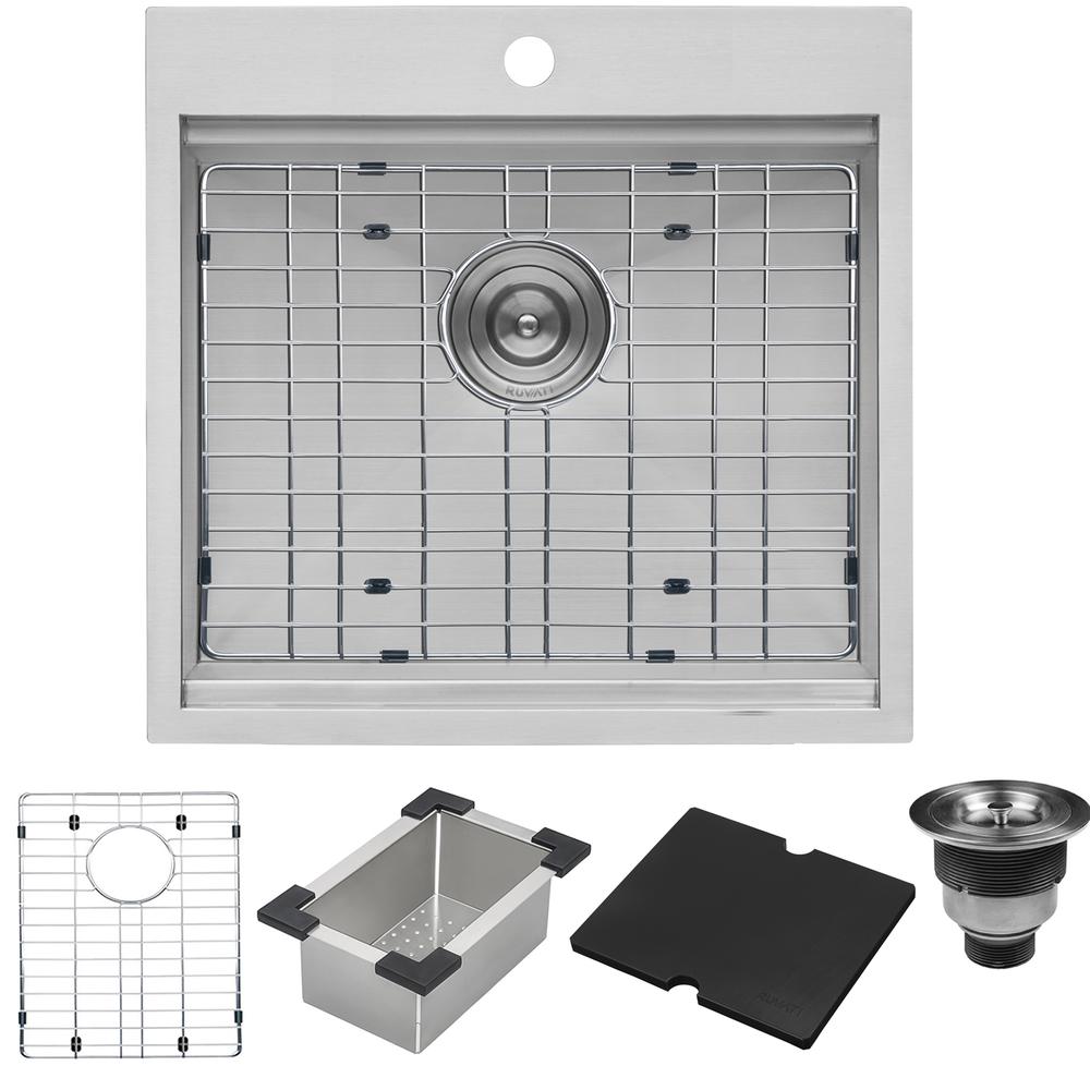 Ruvati 21 x 20 inch Outdoor Workstation Sink T-316 Marine Grade Topmount BBQ. Picture 4
