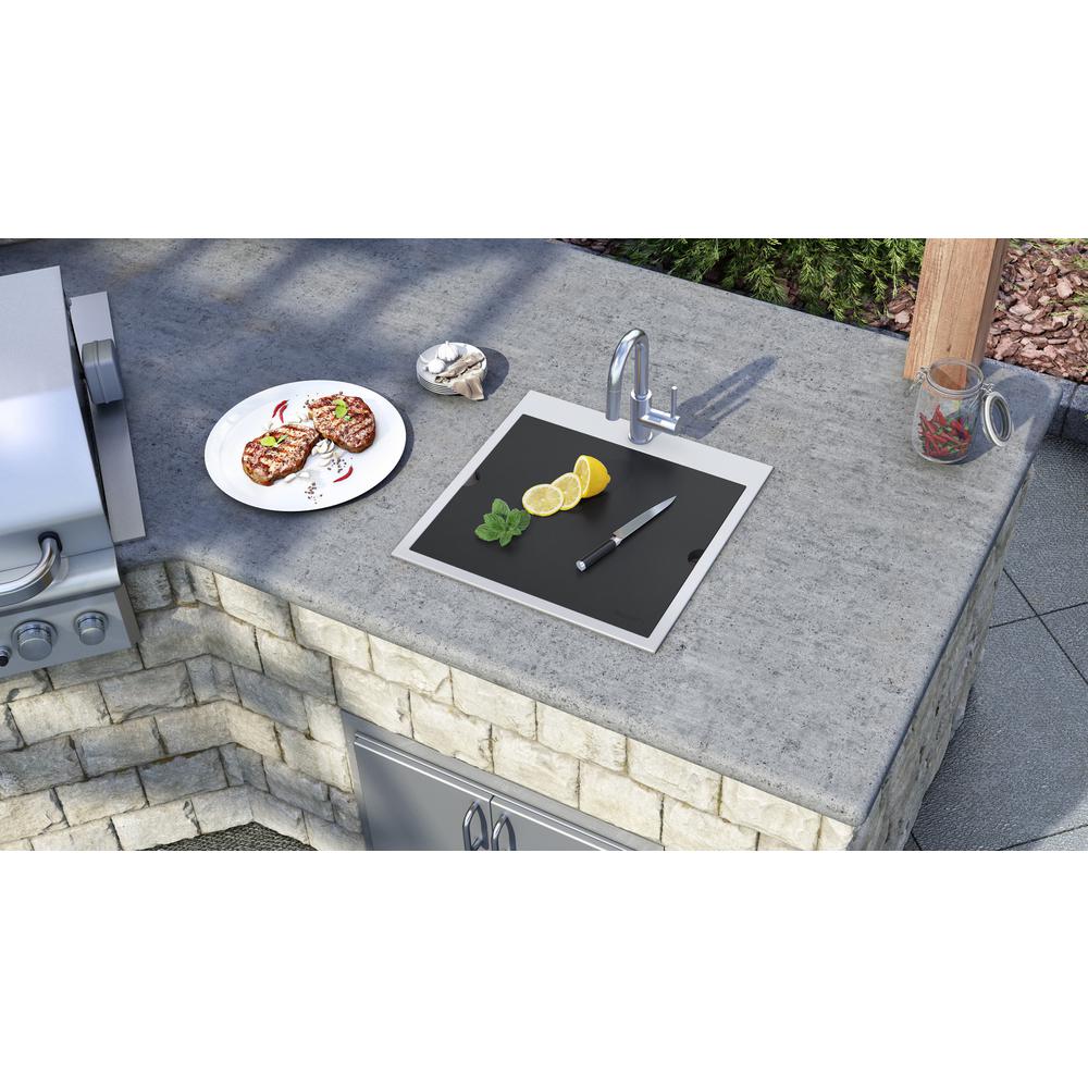 Ruvati 21 x 20 inch Outdoor Workstation Sink T-316 Marine Grade Topmount BBQ. Picture 6