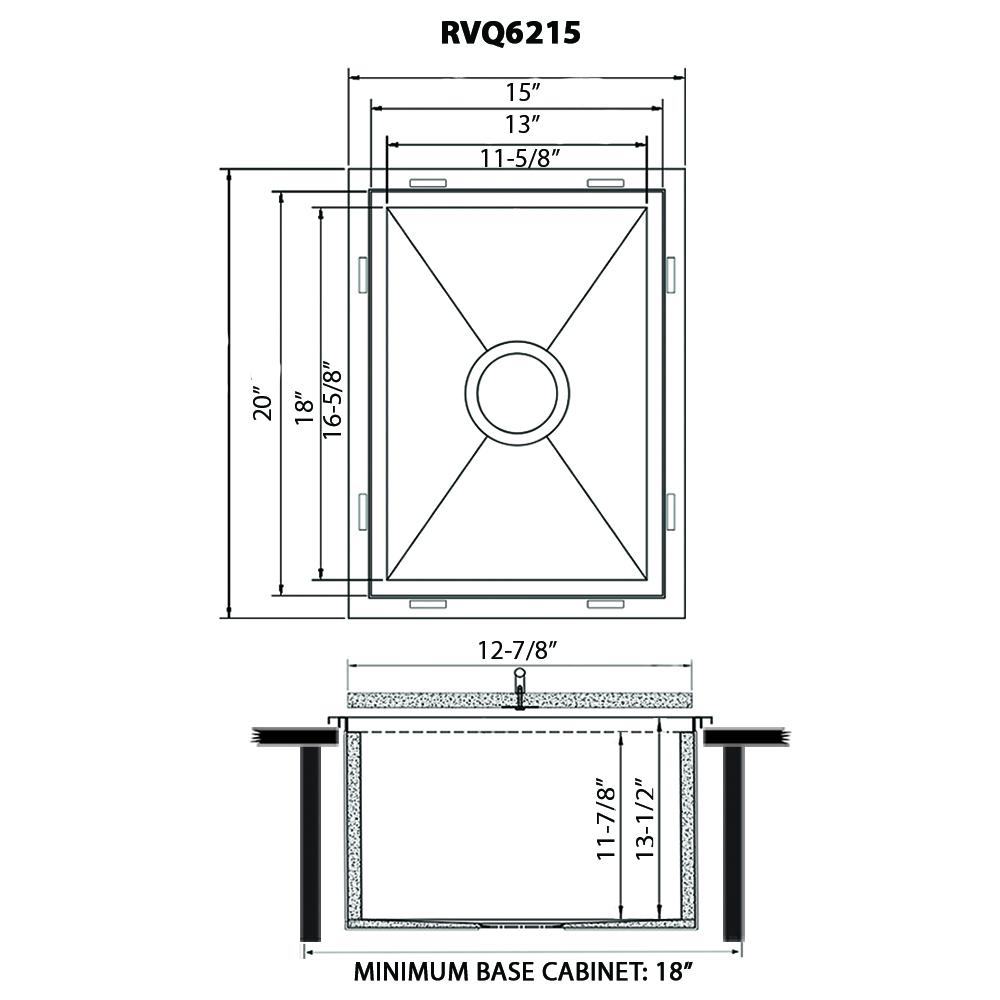 Ruvati Sink 15 x 20 inch Outdoor BBQ Marine Grade T-316 Topmount. Picture 7