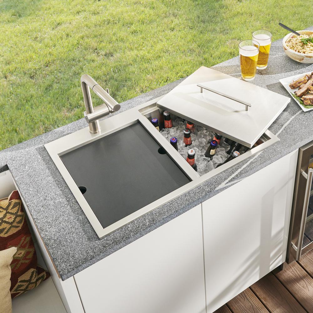 Ruvati Insulated Ice Chest and Outdoor Sink 29 x 20 inch BBQ Workstation T-316. Picture 7