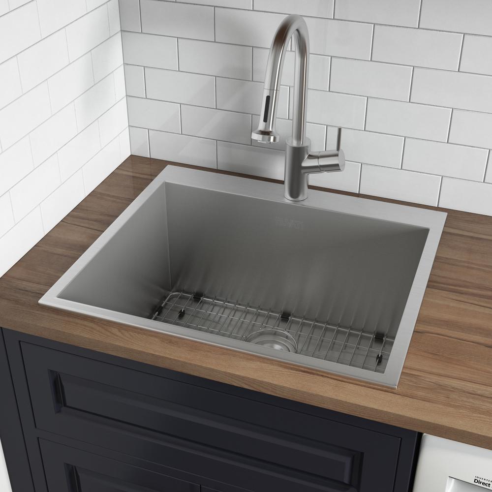 Ruvati Topmount Laundry Utility Sink 25" x 22" x 12" Deep 16 Gauge. Picture 12