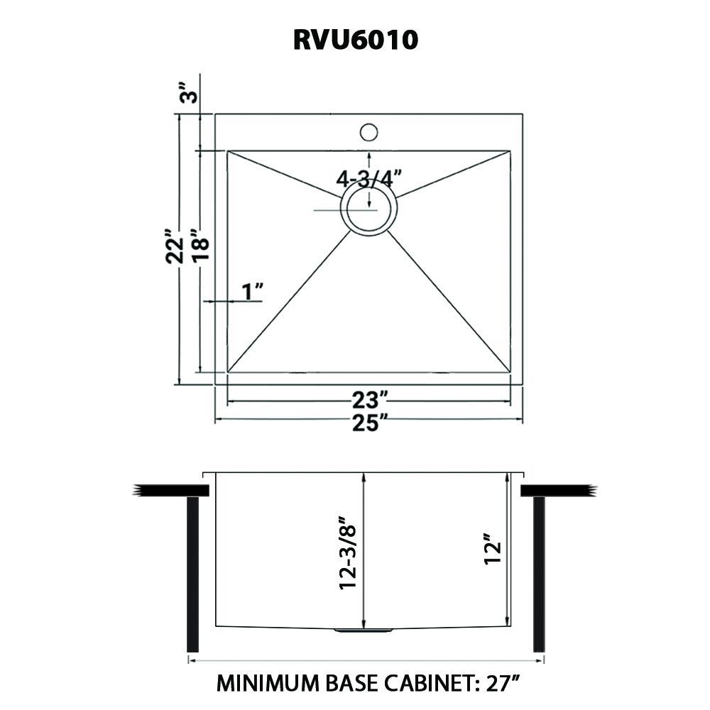 Ruvati Topmount Laundry Utility Sink 25" x 22" x 12" Deep 16 Gauge. Picture 11