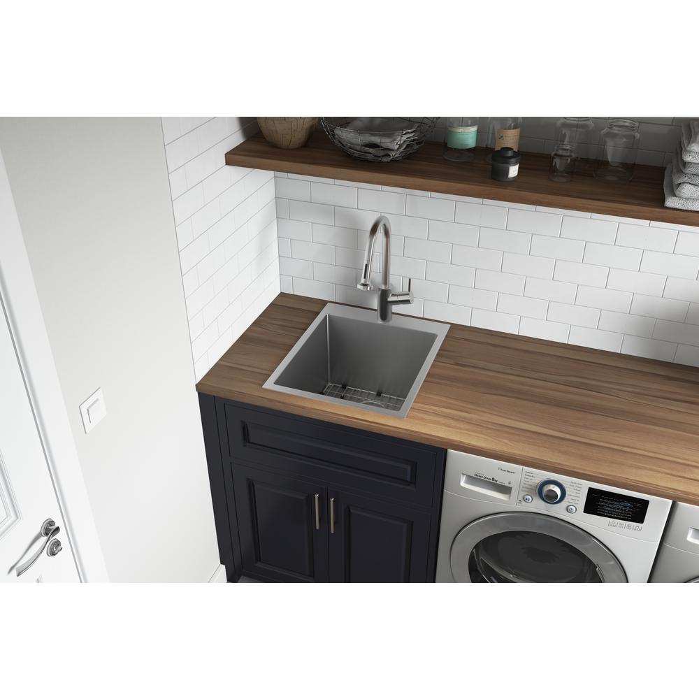 Ruvati Laundry Utility Sink 18 x 22 x 12 inch Rounded Corners Deep 16 Gauge. Picture 15