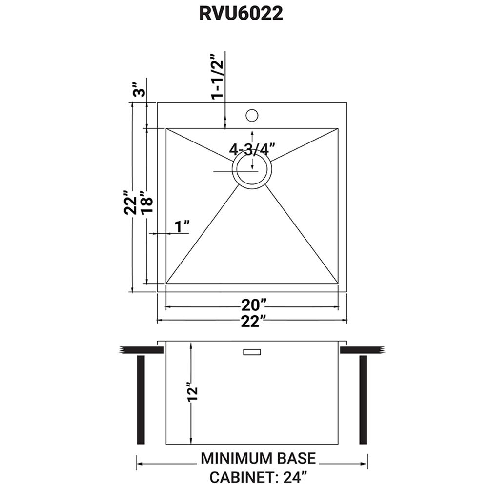 Ruvati Laundry 22" x 22" x 12" Deep Utility Sink 16 Gauge. Picture 11