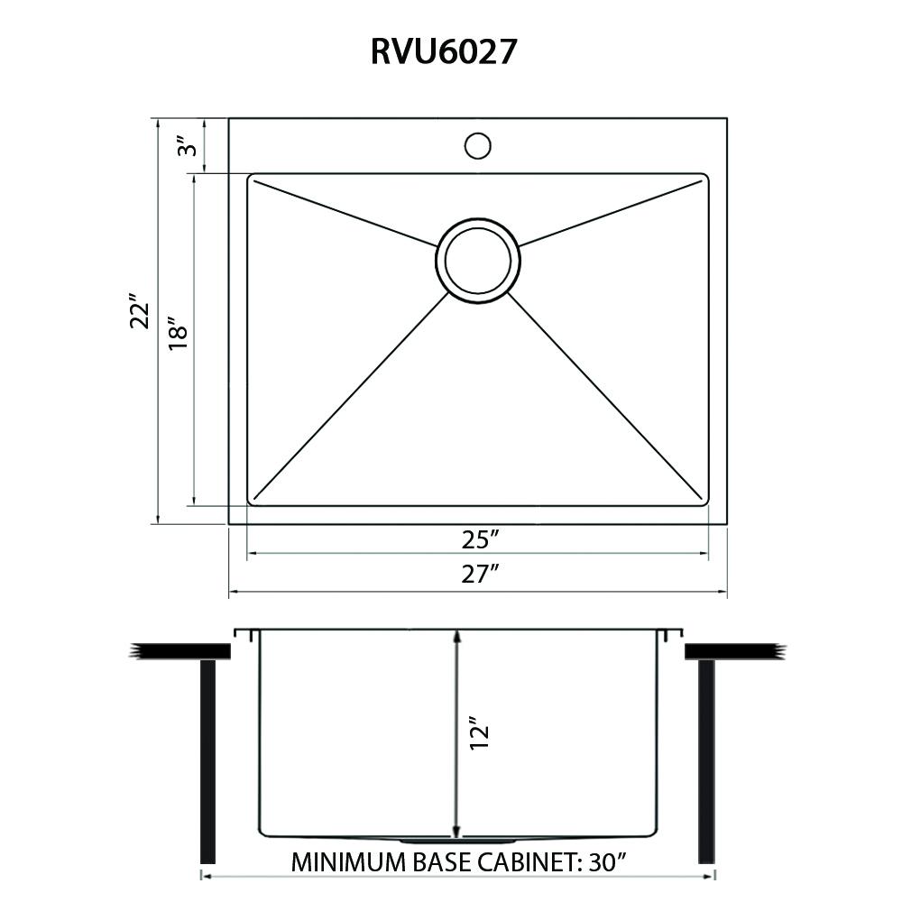 Ruvati Laundry Utility Sink 27 x 22 x 12 inch Rounded Corners Deep 16 Gauge. Picture 3