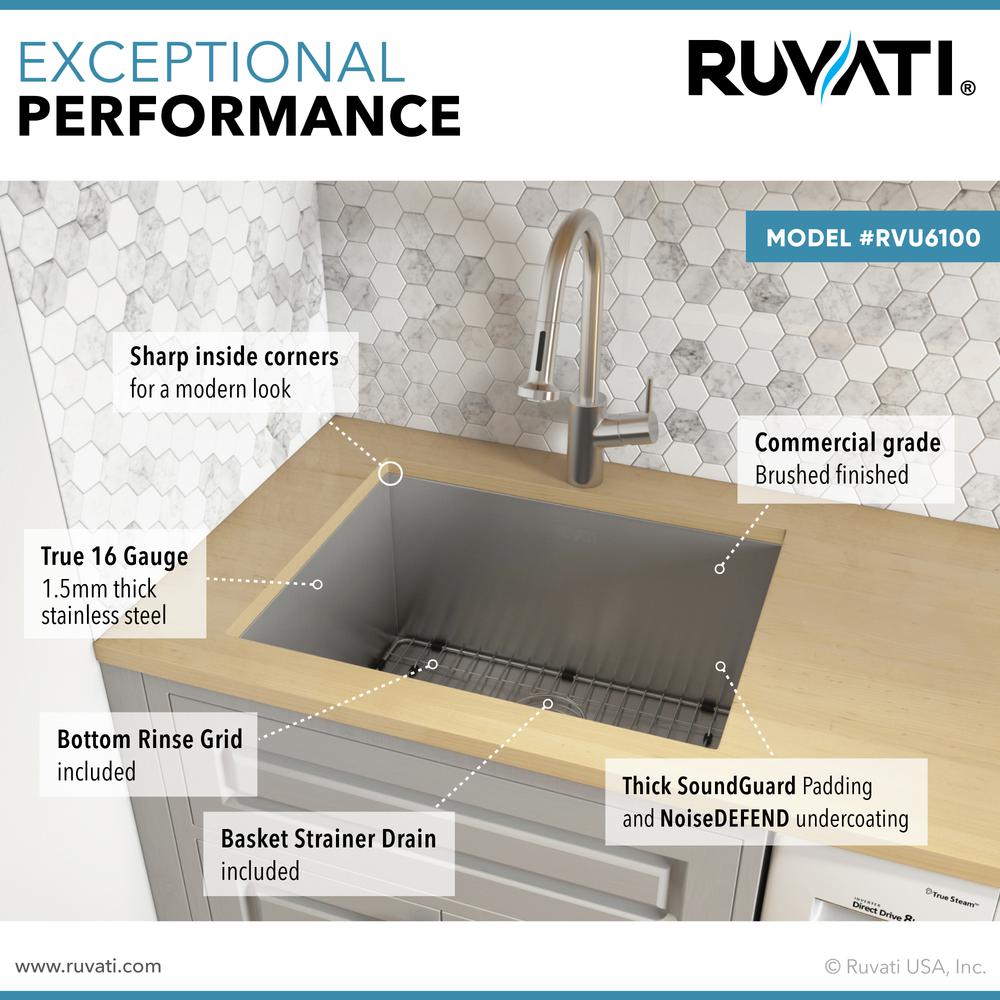 Ruvati 23" x 18" x 12" Deep Laundry Utility Sink Undermount 16 Gauge. Picture 6