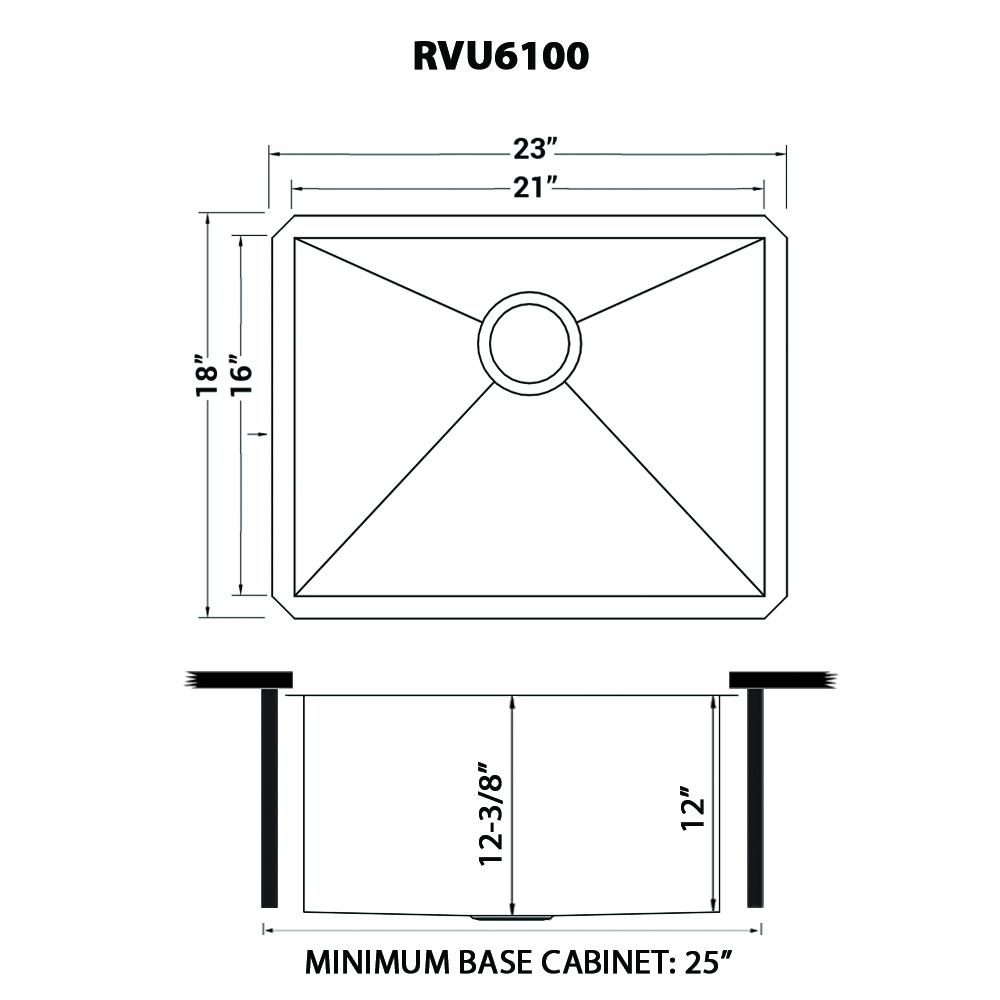 Ruvati 23" x 18" x 12" Deep Laundry Utility Sink Undermount 16 Gauge. Picture 11