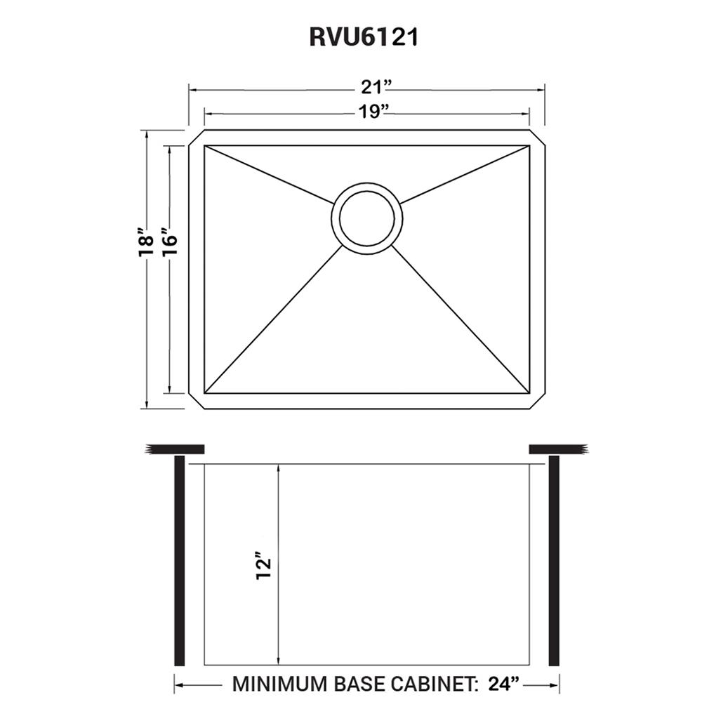 Ruvati 21" x 18" x 12" Deep Laundry Utility Sink Undermount 16 Gauge. Picture 11