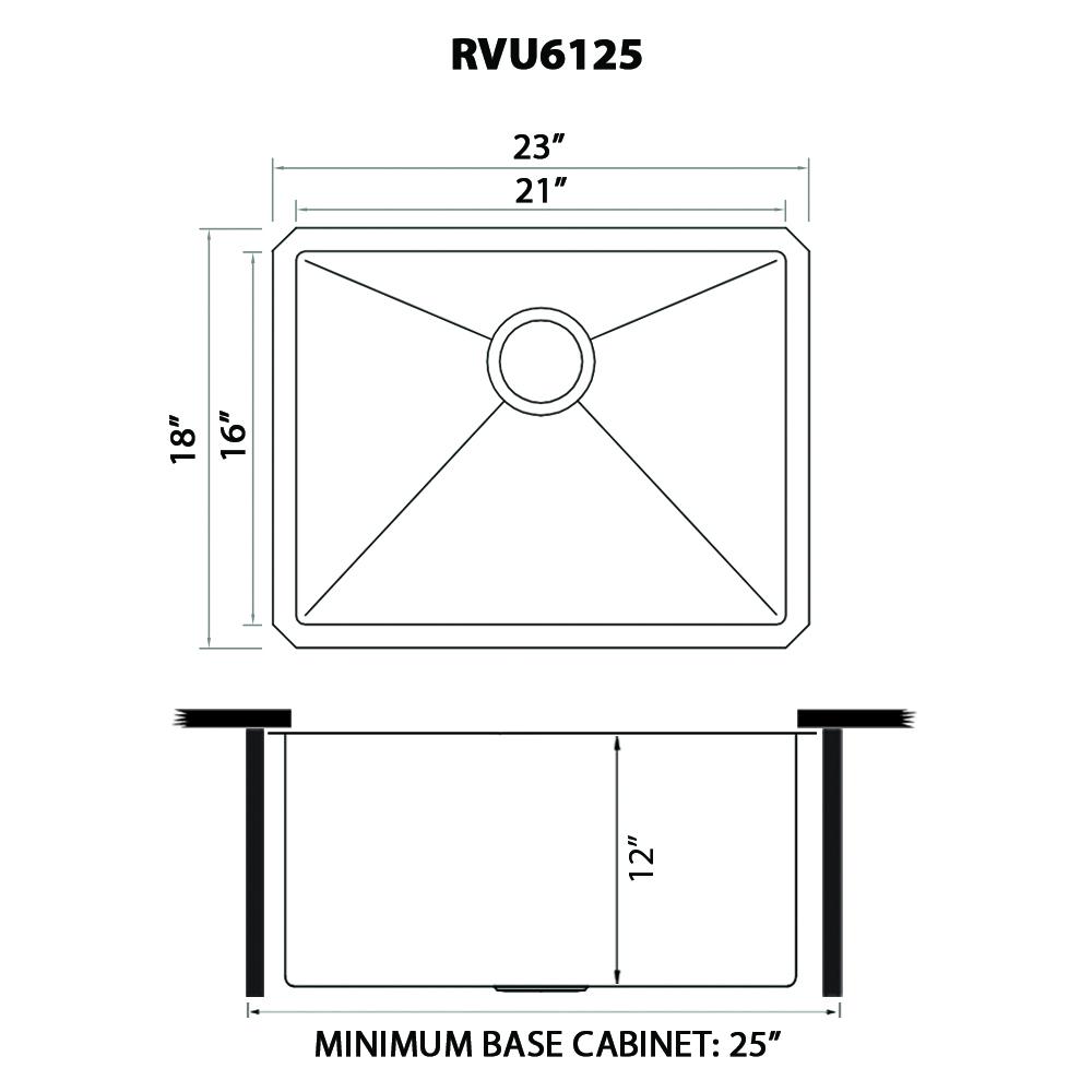 Ruvati 23" x 18" x 12" Deep Laundry Utility Sink Undermount 16 Gauge. Picture 7