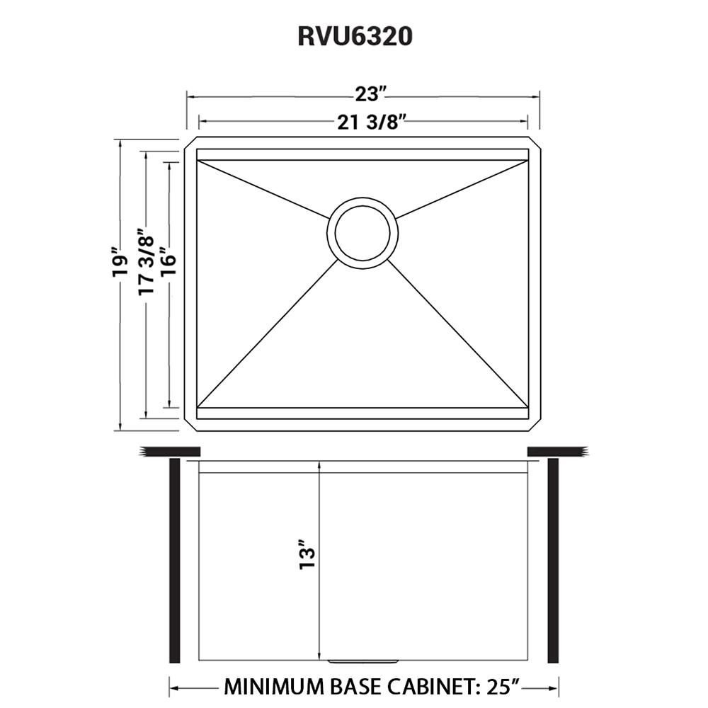 Ruvati 23" x 19" x 13" Deep Laundry Utility Workstation Sink Undermount 16 Gauge. Picture 7