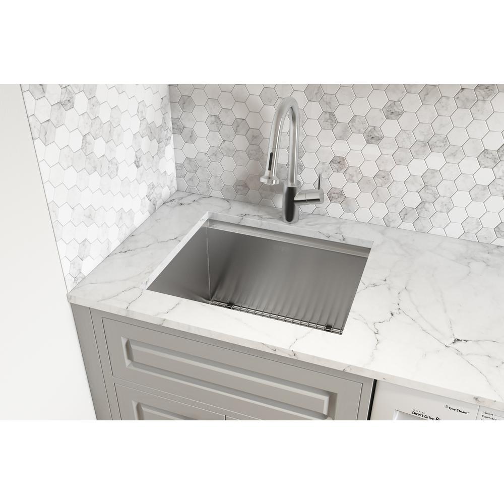 Ruvati 21 x 19 x 12 in Deep Laundry Utility Workstation Sink Undermount 16 Gauge. Picture 17