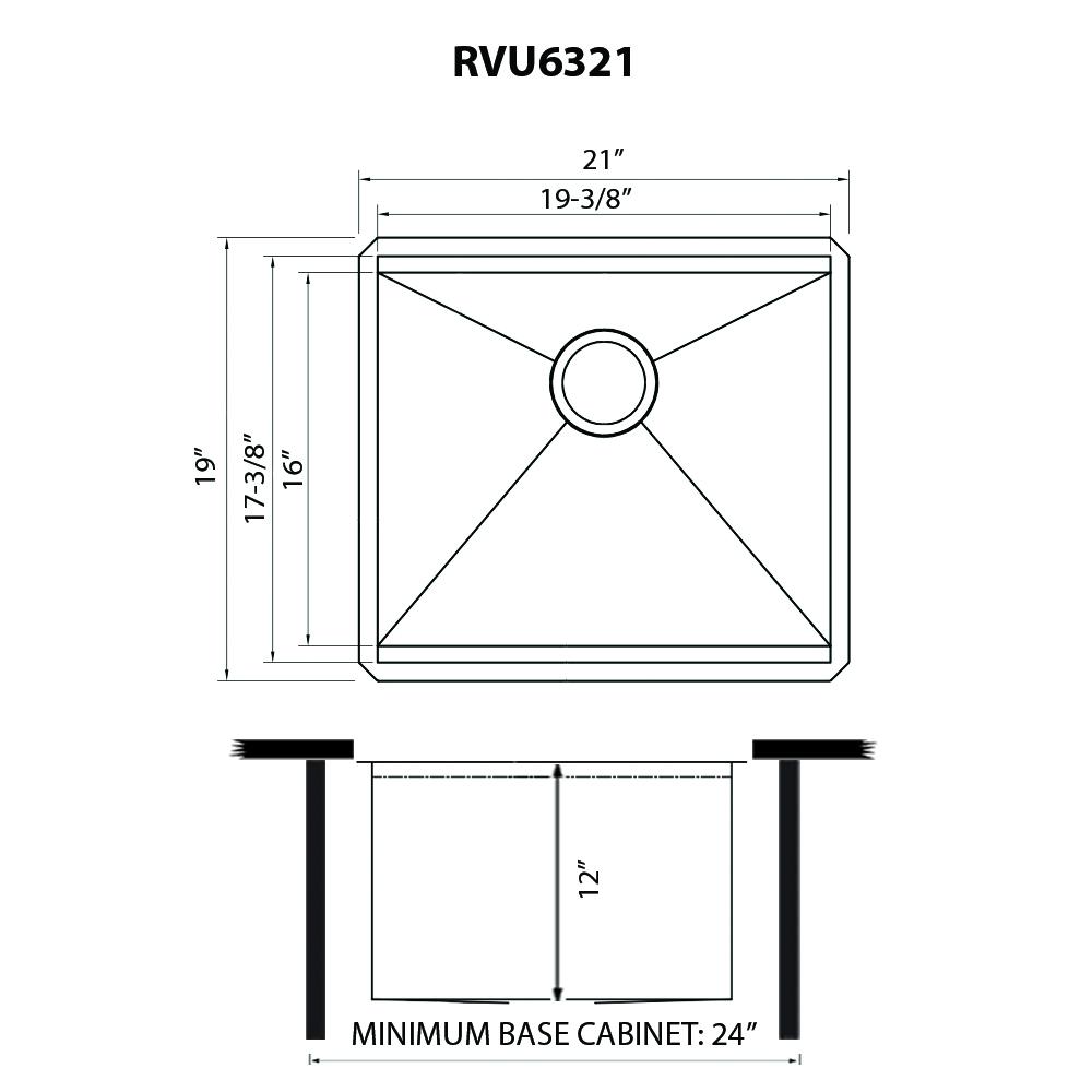 Ruvati 21 x 19 x 12 in Deep Laundry Utility Workstation Sink Undermount 16 Gauge. Picture 12