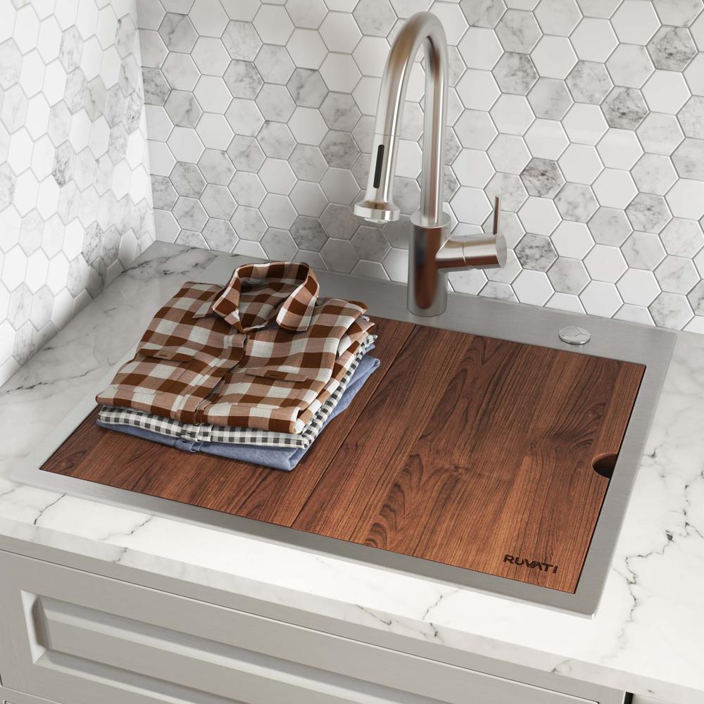 Ruvati 25 x 22 x 12in Drop-in Topmount Laundry Utility Workstation Sink 16 Gauge. Picture 8