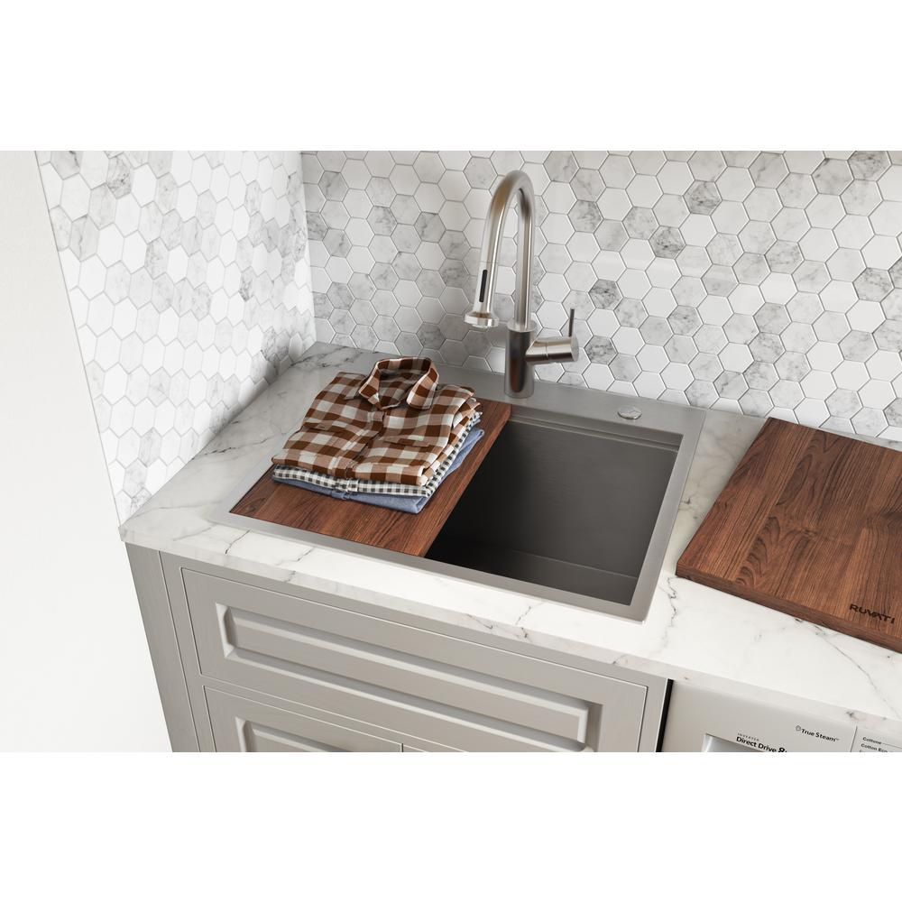 Ruvati 25 x 22 x 12in Drop-in Topmount Laundry Utility Workstation Sink 16 Gauge. Picture 5