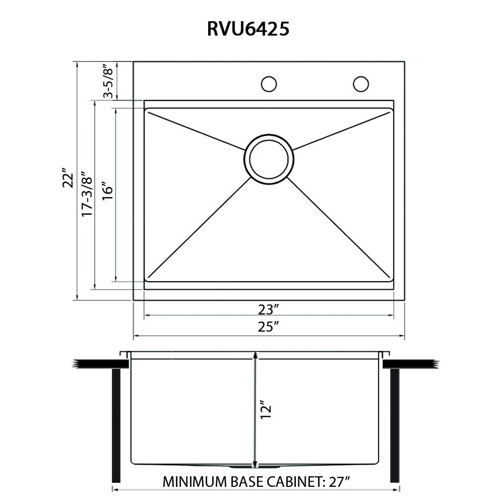 Ruvati 25 x 22 x 12in Drop-in Topmount Laundry Utility Workstation Sink 16 Gauge. Picture 4
