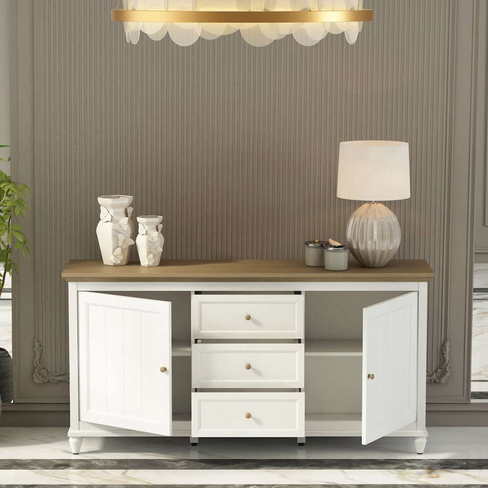 Chenon Sideboard - White & Brown. Picture 6
