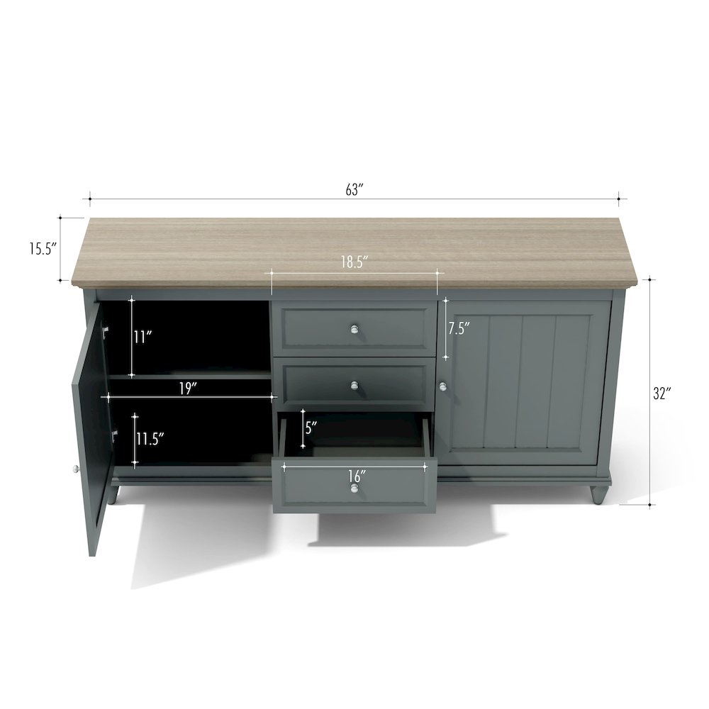 Chenon Sideboard - Grey & Brown. Picture 8