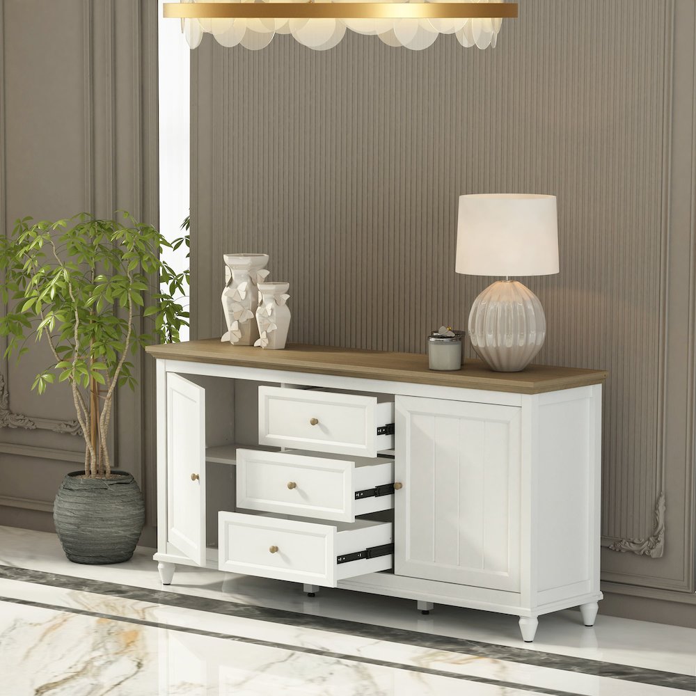Chenon Sideboard - White & Brown. Picture 3