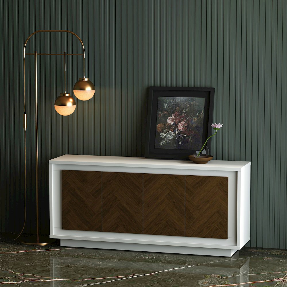 Paraggi Sideboard - White & Mahogany. Picture 3