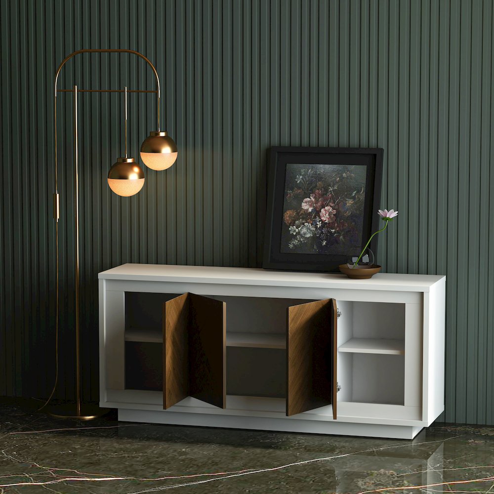 Paraggi Sideboard - White & Mahogany. Picture 1